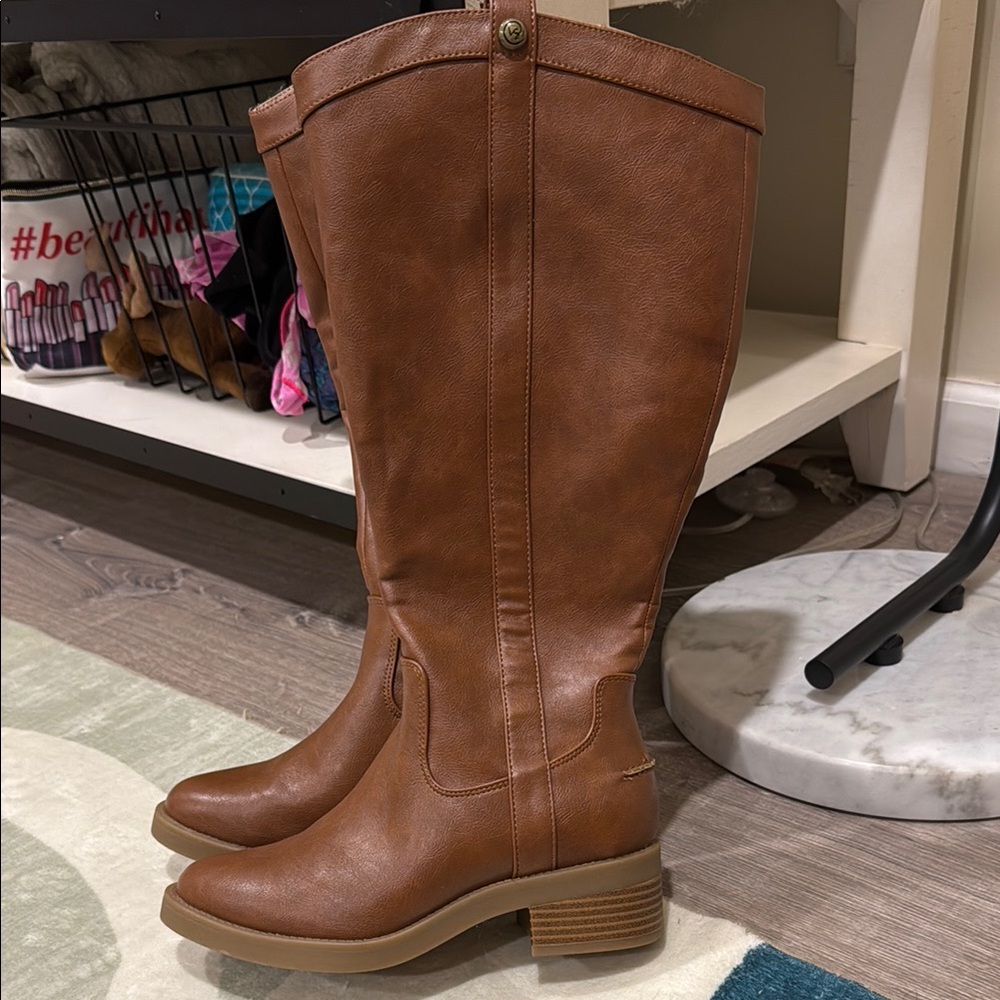 Brown Leather Knee-High Boots